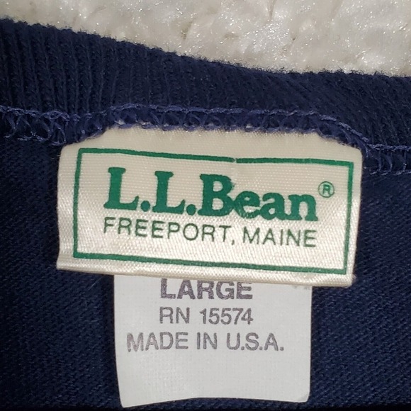 L.L. Bean Men Large Knit Pullover Shirt Blue Short Sleeve Made in USA Minimalist - Picture 4 of 9